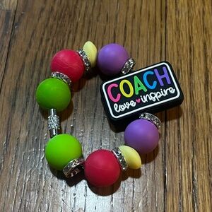 Handmade New Coach rainbow color Day Beaded Tumbler Stanley cup charm Bracelet